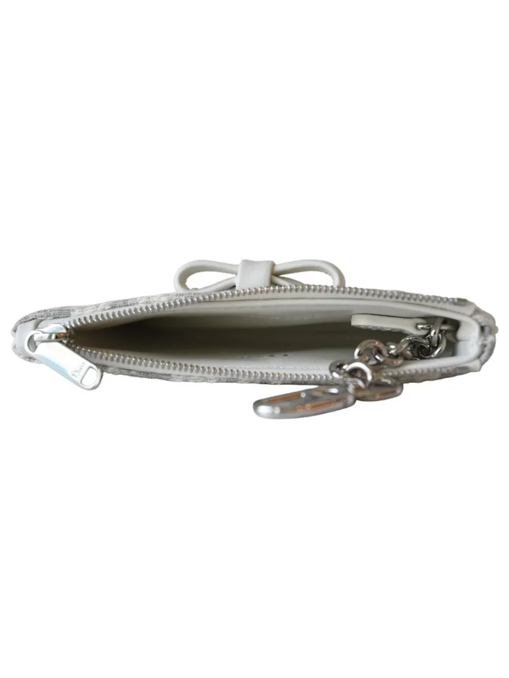 Dior Promenade Freesia Zipped Card Holder Pouch Latte Gray